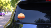 Mountain Landscape With Bright Color Of Sky And Trees Sticker on a Rear Car Window (New) example