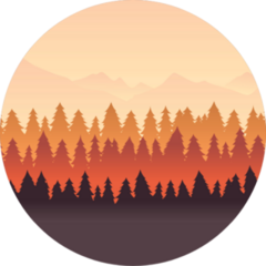 Mountain Landscape With Bright Color Of Sky And Trees Sticker