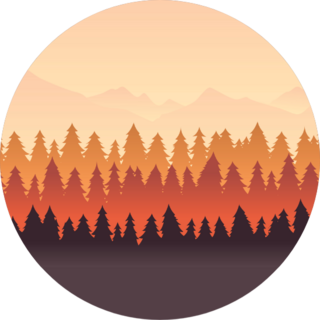 Mountain Landscape With Bright Color Of Sky And Trees Sticker