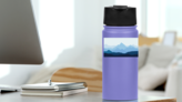 Mountain Landscape With Fog Sticker on a Water Bottle (New) example
