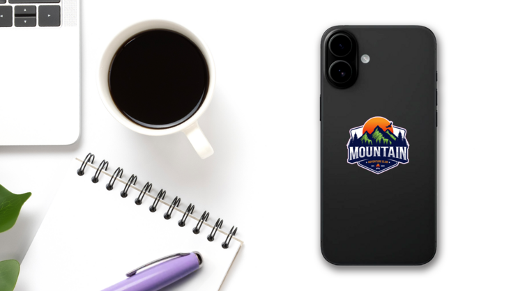 Mountain Logo Design Vector Illustration on a Phone (New) example