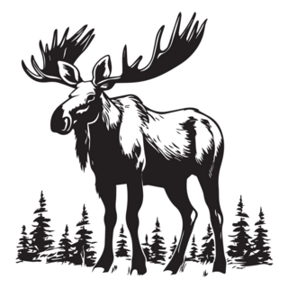 Mountain Moose Black Sticker