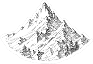 Mountain Peak Circle Sticker