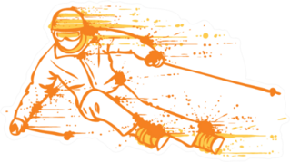 Mountain Skier On A High Speed Rides Sticker