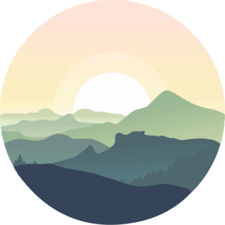 Mountain Sunset In Sky Circle Sticker