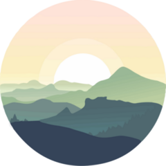 Mountain Sunset In Sky Circle Sticker