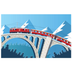Mountain Train On Bridge Switzerland Sticker