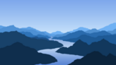 Mountains And Blue River Sticker
