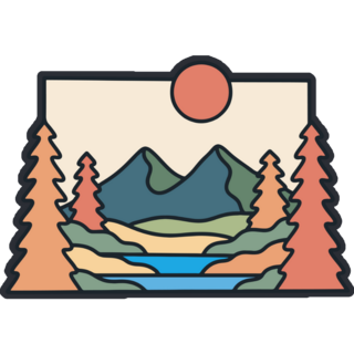 Mountains And Forest Abstract Sticker