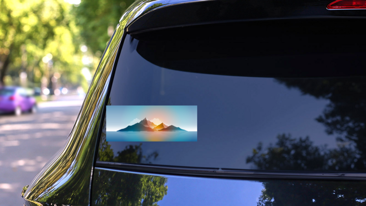 Mountains And Forest Island Landscape Sticker on a Rear Car Window (New) example