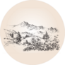 Mountains Landscape Sketch Circle Sticker