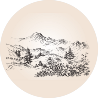 Mountains Landscape Sketch Circle Sticker