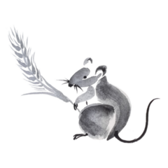Mouse And Wheat Spike Sticker