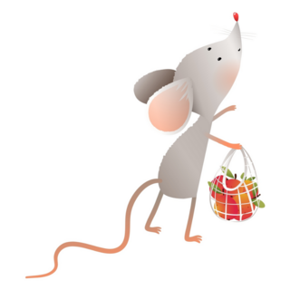 Mouse Holding A Bag Of Apples Sticker