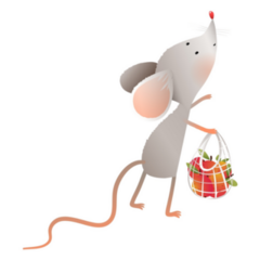 Mouse Holding A Bag Of Apples Sticker