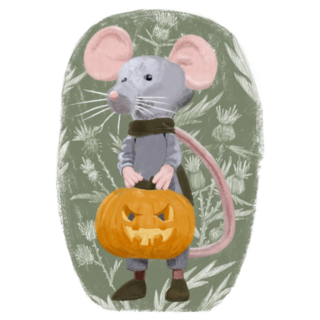 Mouse Holding A Pumpkin Sticker