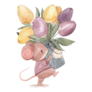 Mouse Holding Flowers Sticker