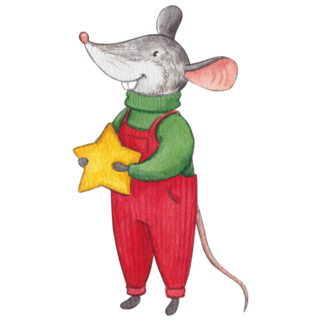 Mouse Holding Star Sticker