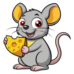 Mouse Holds Cheese Sticker