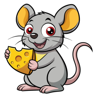 Mouse Holds Cheese Sticker