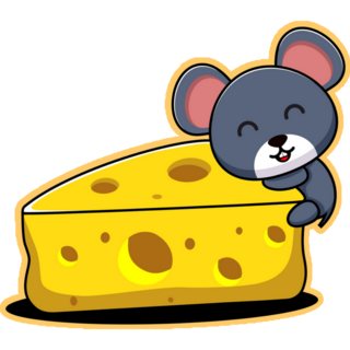 Mouse Hugging Cheese Sticker
