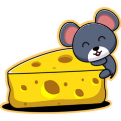 Mouse Hugging Cheese Sticker