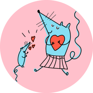 Mouse In Love Heart Sticker