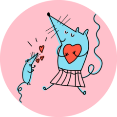 Mouse In Love Heart Sticker