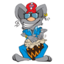 Mouse Playing A Bongo Wearing England Flag Hat Sticker