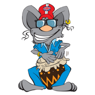 Mouse Playing A Bongo Wearing England Flag Hat Sticker