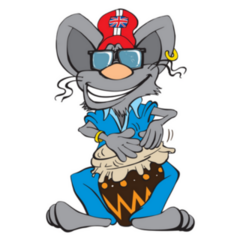 Mouse Playing A Bongo Wearing England Flag Hat Sticker