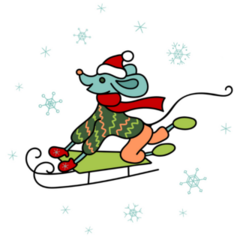 Mouse Sledding Sticker