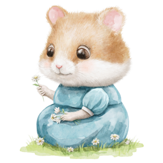 Mouse Smiling In Blue Dress Sticker