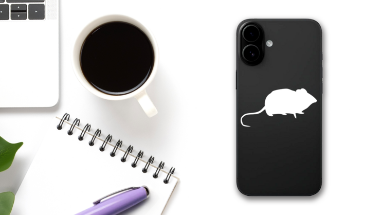 Mouse Sticker on a Phone (New) example