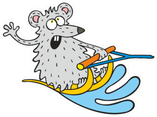 Mouse Water Skiing On Holiday Cartoon Sticker