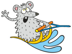 Mouse Water Skiing On Holiday Cartoon Sticker