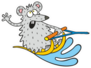 Mouse Water Skiing On Holiday Cartoon Sticker