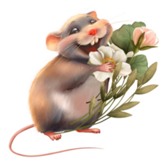 Mouse With Bouquet Sticker 