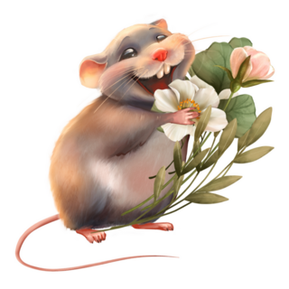 Mouse With Bouquet Sticker 