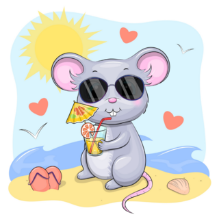 Mouse With Sunglasses And Lemonade Sticker