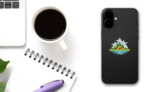 Moutain Camping Sticker on a Phone (New) example