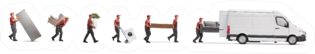 Movers Putting Household Items In A White Van Sticker