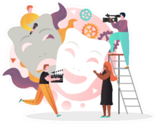 Movie Production Illustration Huge Abstract Sticker