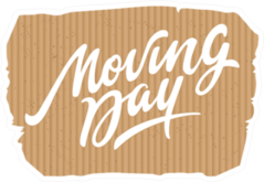 Moving Day Lettering On A Cardboard Background Sticker