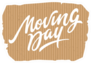 Moving Day Lettering On A Cardboard Background Sticker