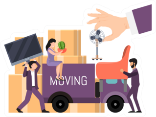 Moving With Boxes To New Home Big Hand Sticker