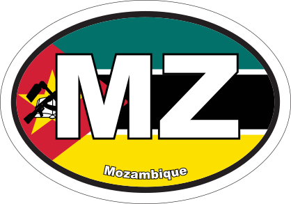 Mozambique Mz Flag Oval Sticker