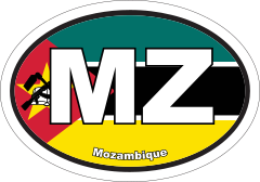 Mozambique Mz Flag Oval Sticker