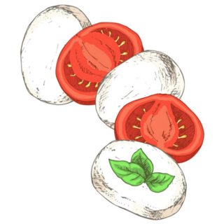 Mozzarella Cheese, Sliced Tomatoes And Basil Sticker 