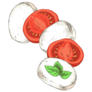 Mozzarella Cheese, Sliced Tomatoes And Basil Sticker 